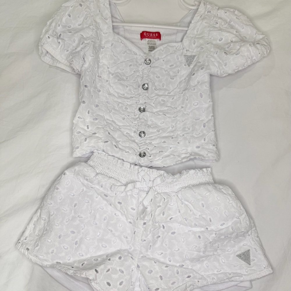 Guess White Textured Fabric